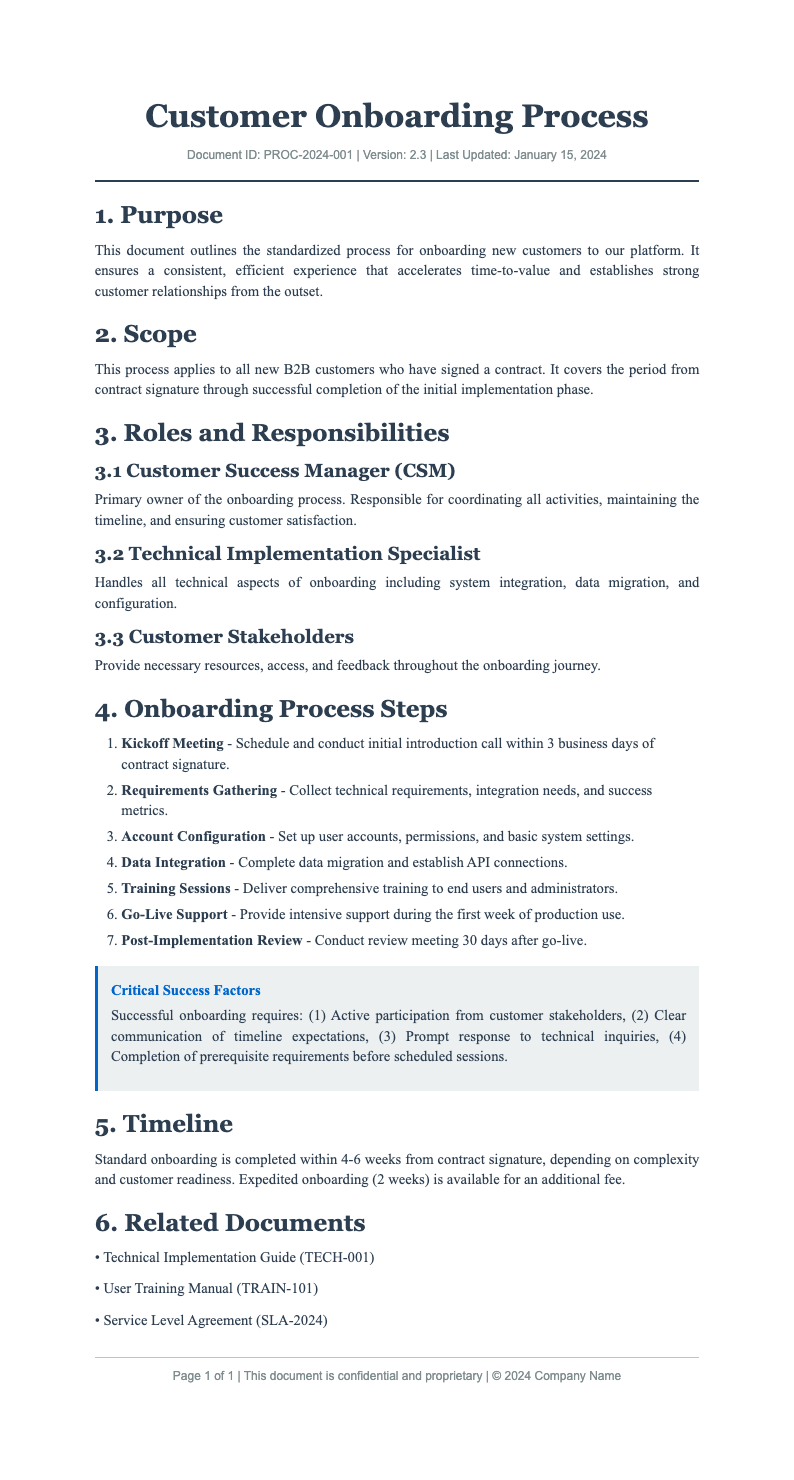 Classic professional process document